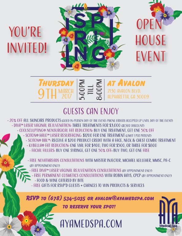 Save the Date: The AYA™ Spring Open House Events - Aya Skin Care